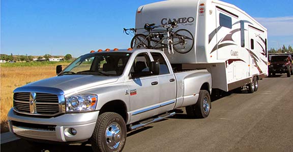 Truck towing a trailer safely