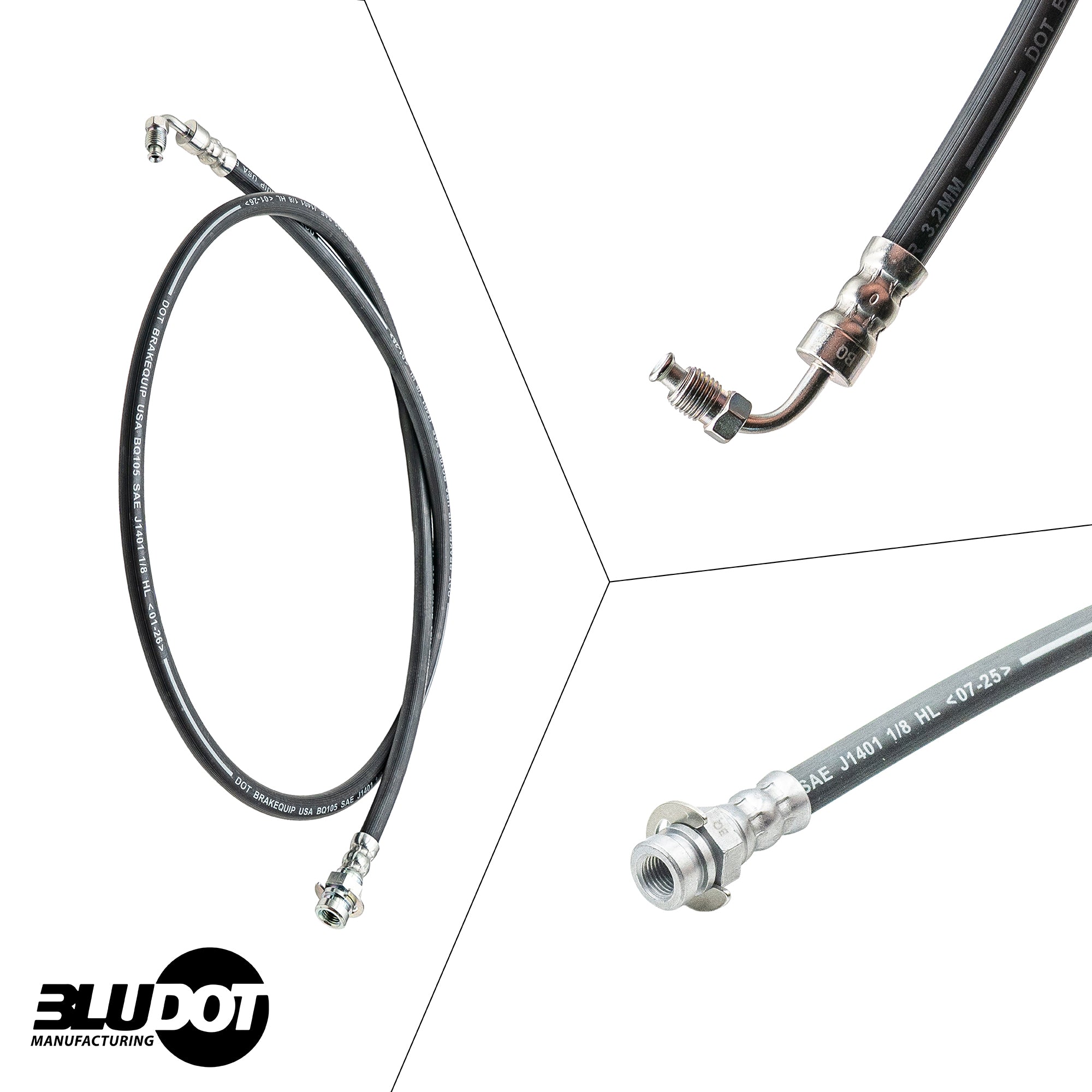 Bludot 50" Trailer Brake Hose - 90 Degree Swivel Fitting
