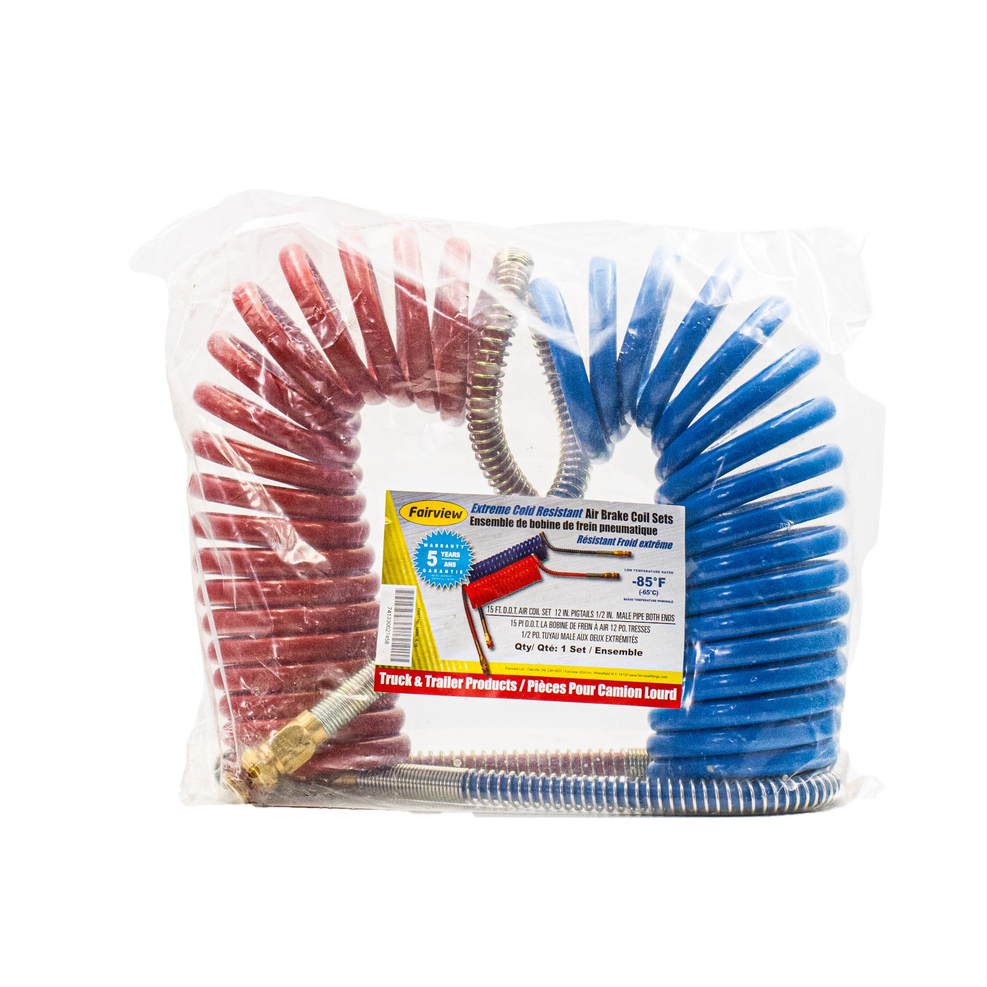 Bludot 1/2" Coiled Air Hose Set for Trailer Air Brakes