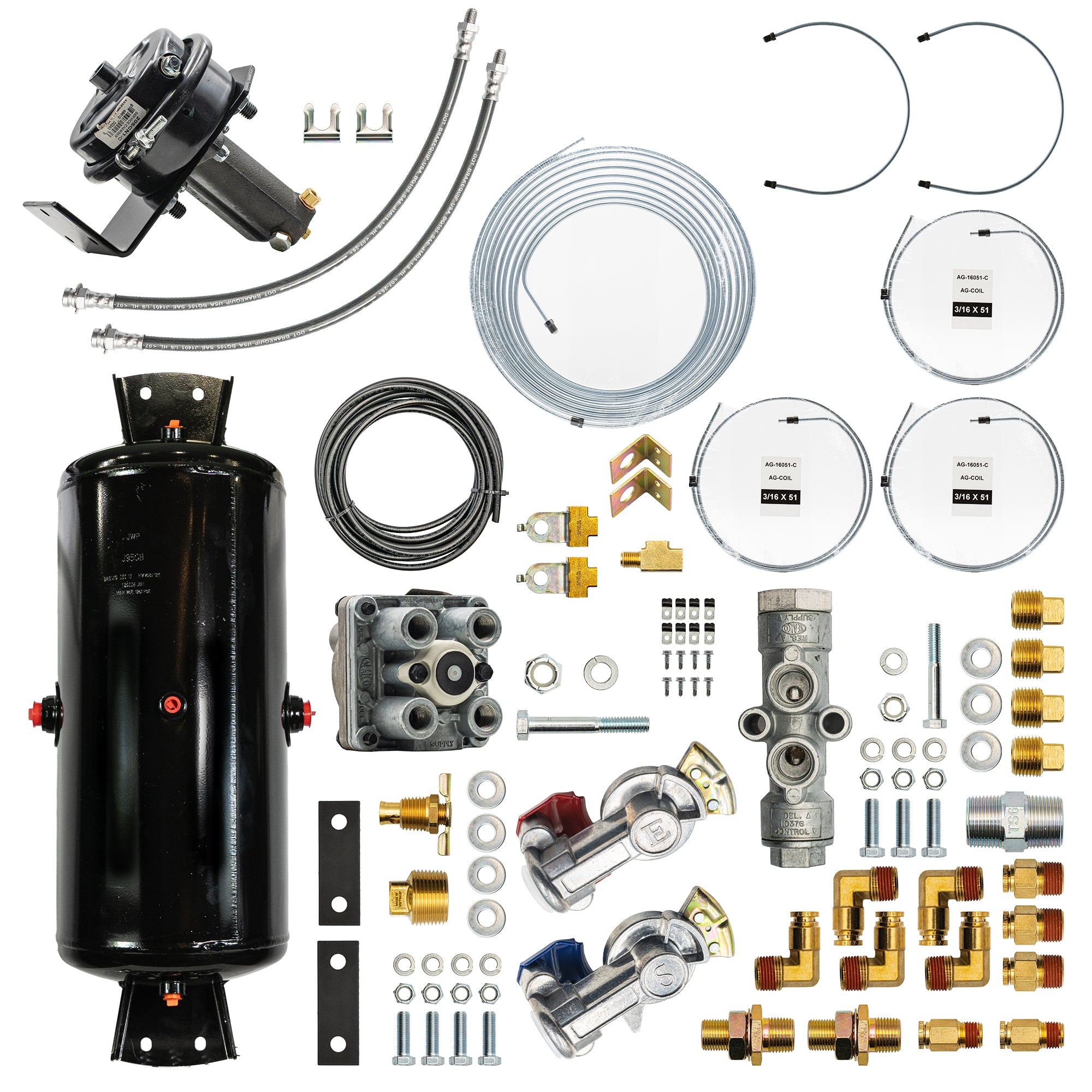 Bludot Air Over Hydraulic Brake Kit - Tandem Axle Trailer – Non-ABS