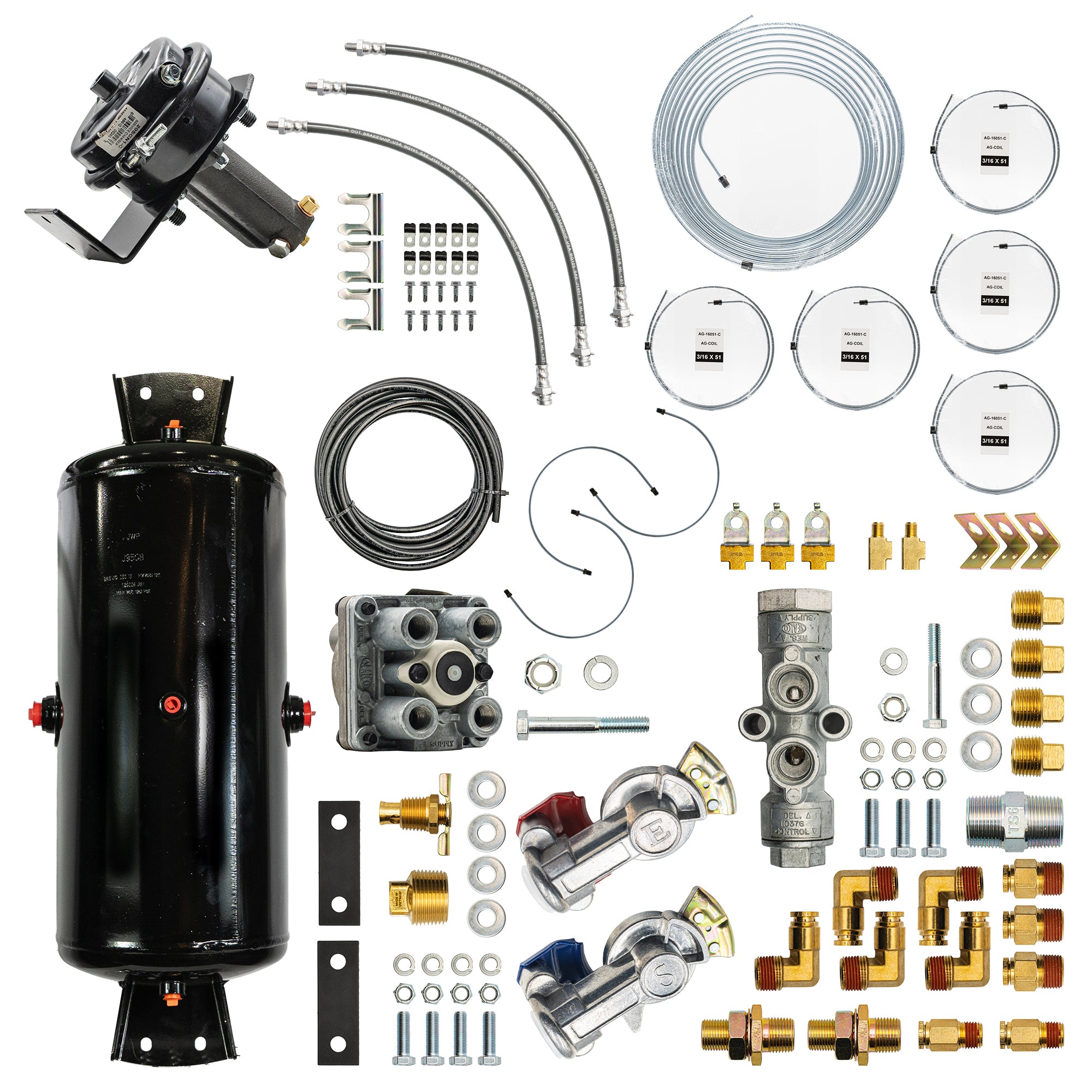 Bludot Air Over Hydraulic Brake Kit - Triple Axle Trailer – Non-ABS